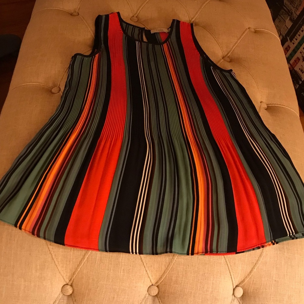 sleeveless multi colored blouse